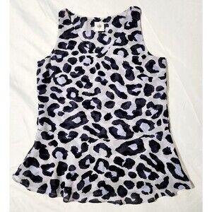 CAbi #5536 Feline Peplum Blouse Top Animal Print Purple Black Sheer - Sz XS